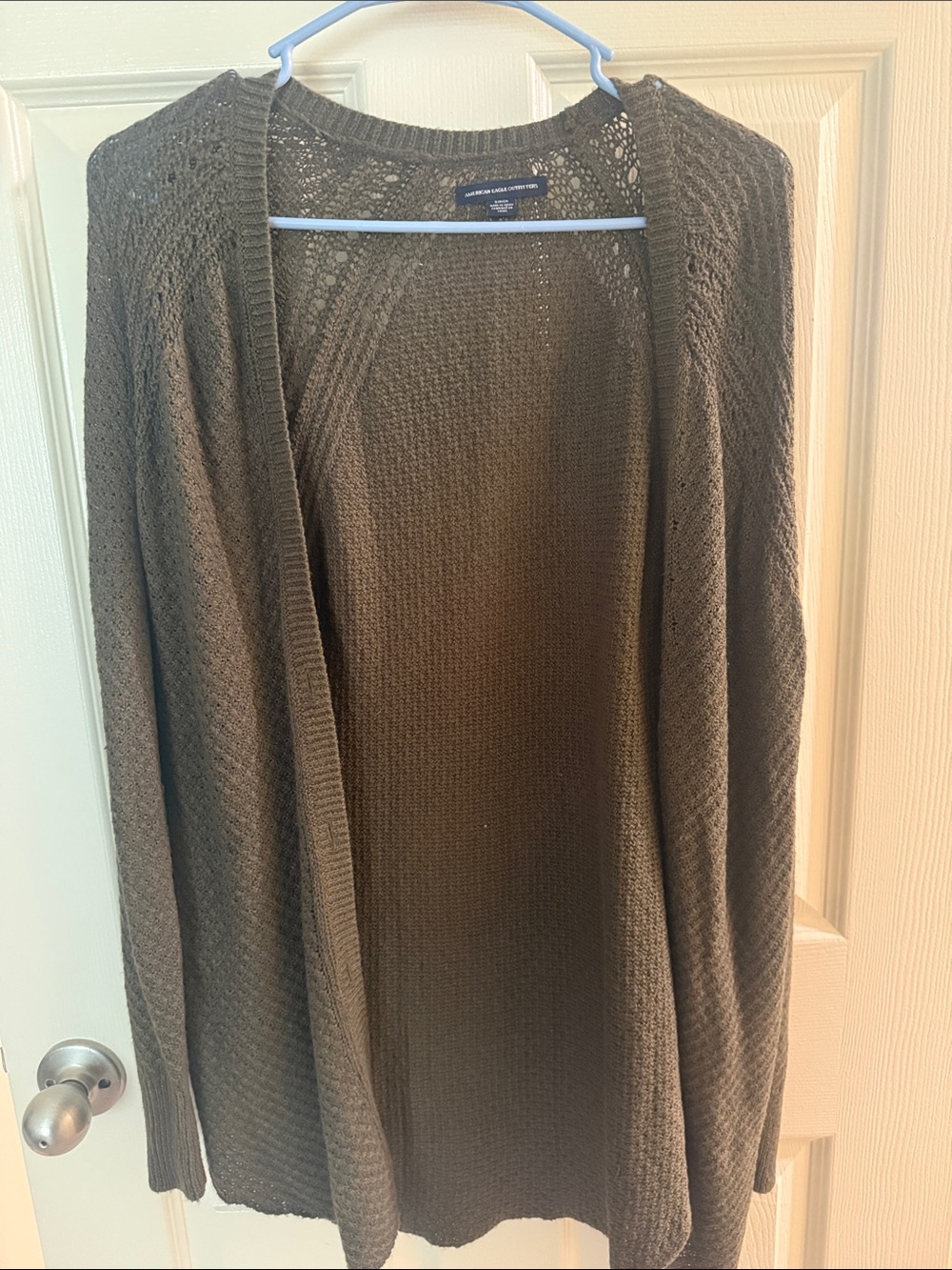 American Eagle Outfitters Olive Open-Front Lightweight Cardigan